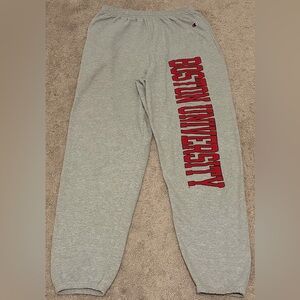 Boston University Mens Large Gray Champion Athleticwear Fleece Cuffed Sweatpants